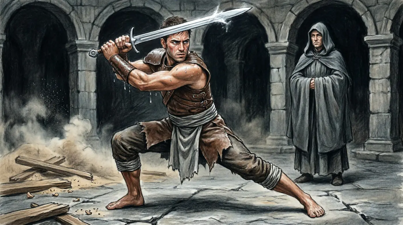 El patio de armas. Lo primero que se aprende es a no soltar la espada.